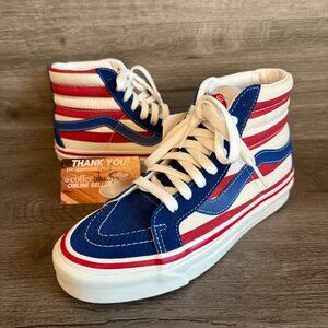 Vans Sk8-Hi 38 Dx Anahiem Factory American Red White Blue Size 6.5 Women's NWOB